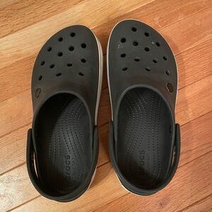 Black and White Platform Crocs